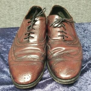 O'Sullivan Mens Oxblood Wingtip Dress Shoe Genuine Leather Lace Up Size 10½ M